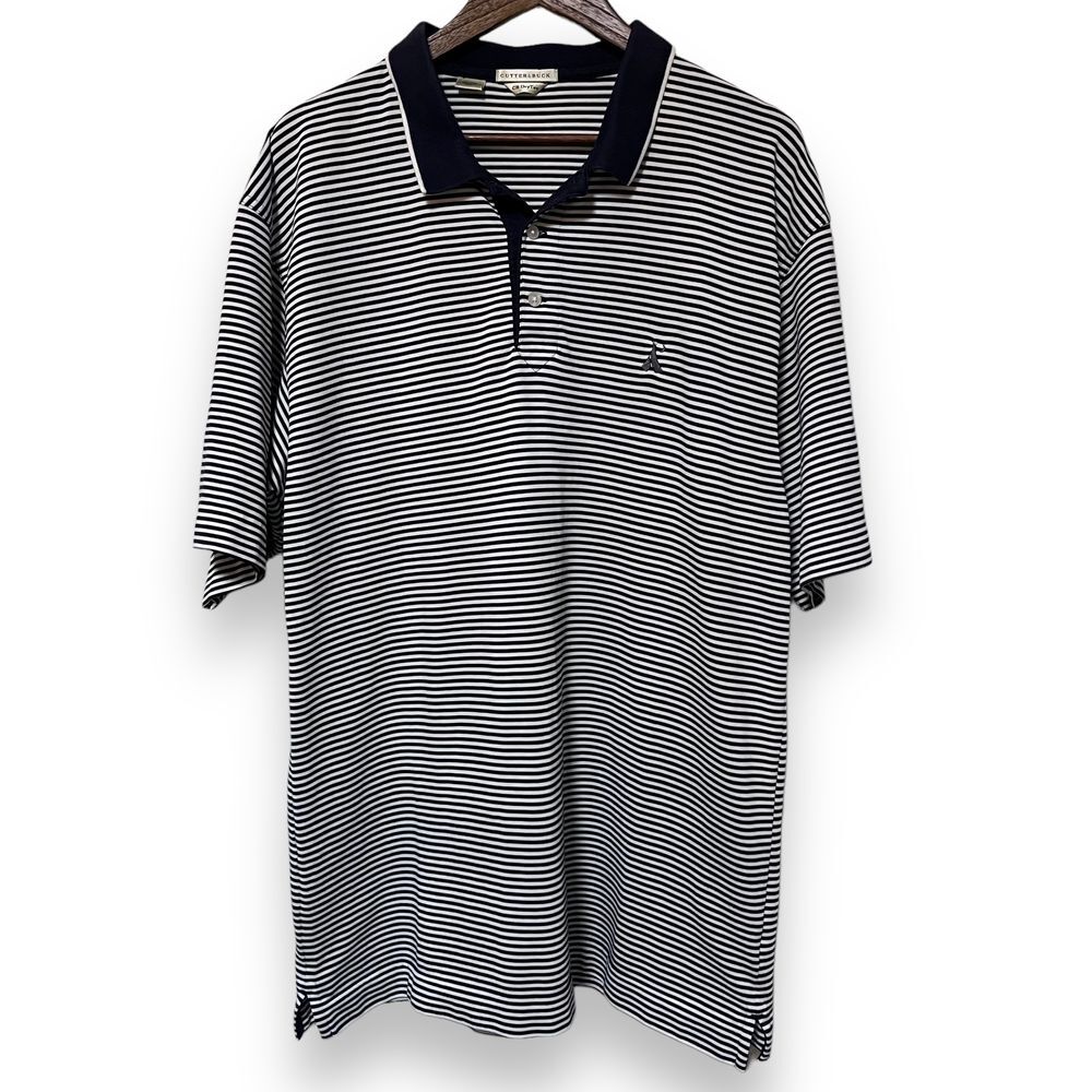 Cutter‎ & Buck Dry Tec Golf Polo Shirt Men's XL Navy White Striped EUC